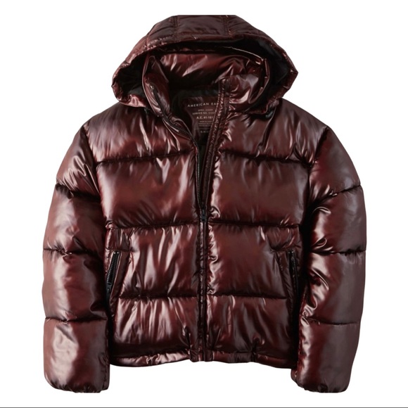 American Eagle Shiny Puffer Coat - Picture 4 of 6
